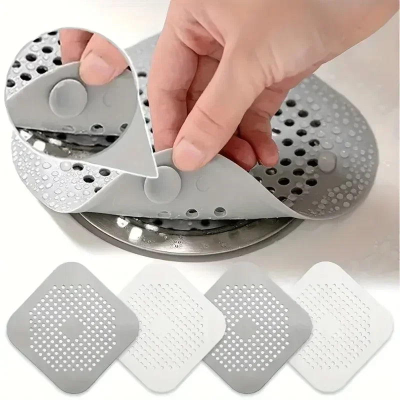 4-Pack Silicone Hair Catcher & Drain Protector – Shower & Sink