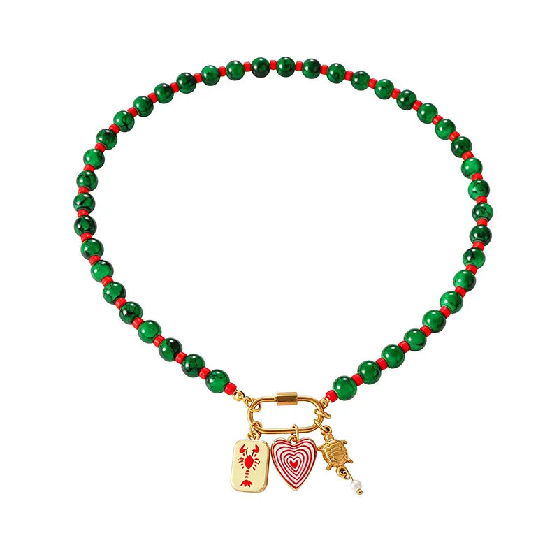 Boho Fish Charm Beaded Necklace