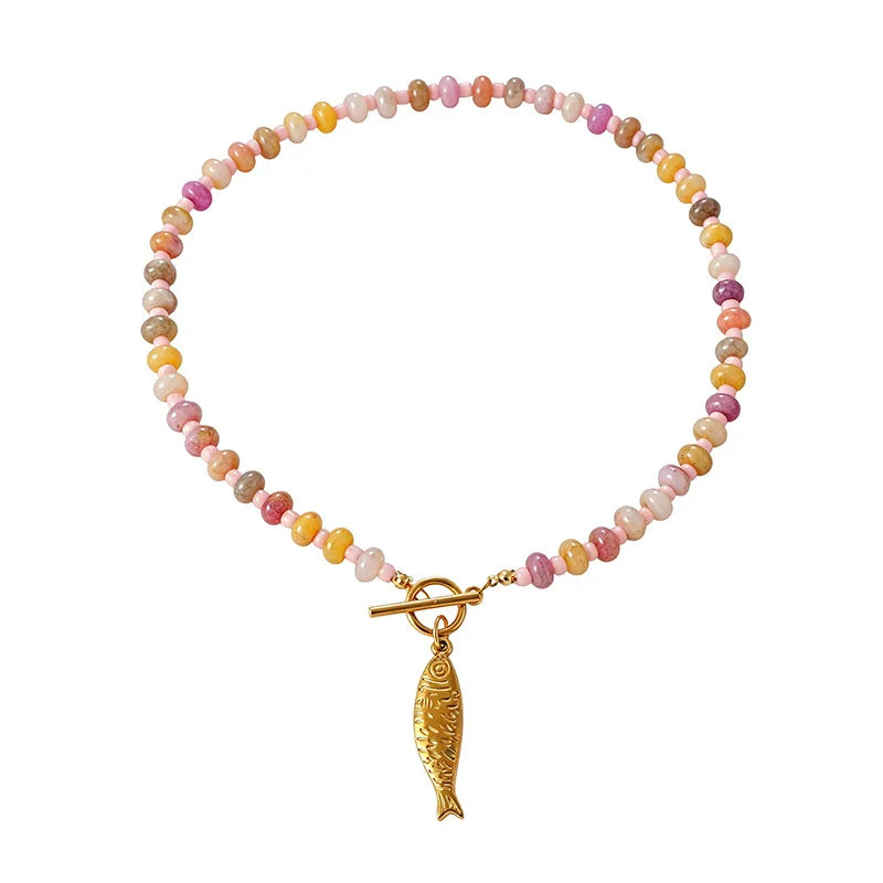 Boho Fish Charm Beaded Necklace