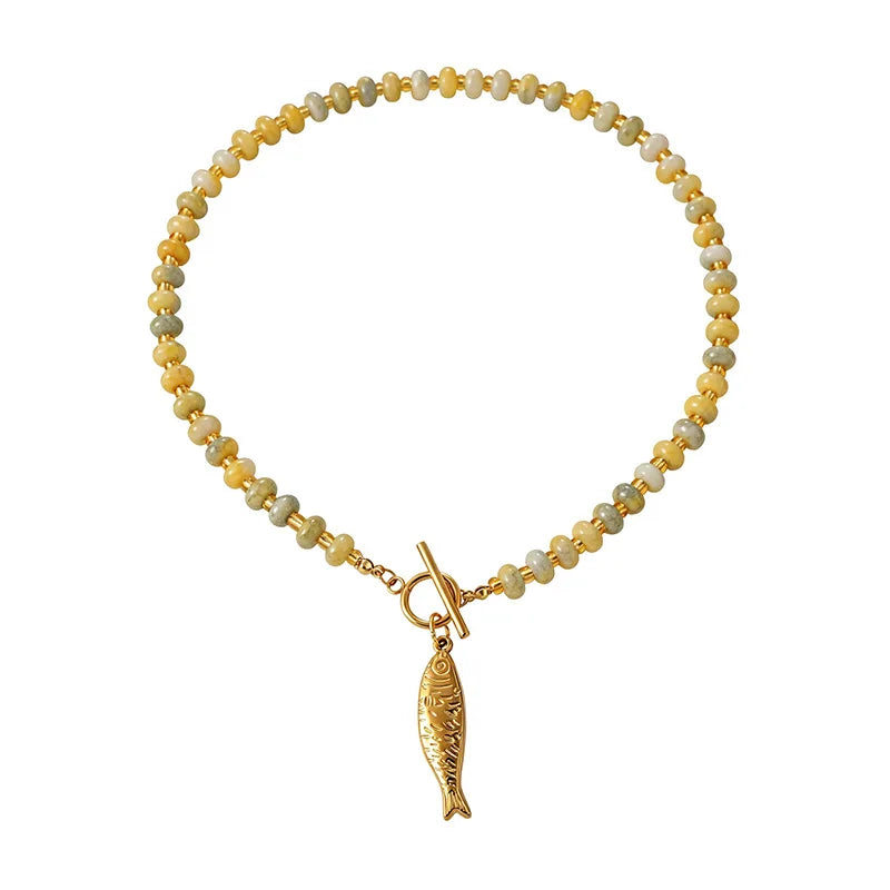 Boho Fish Charm Beaded Necklace