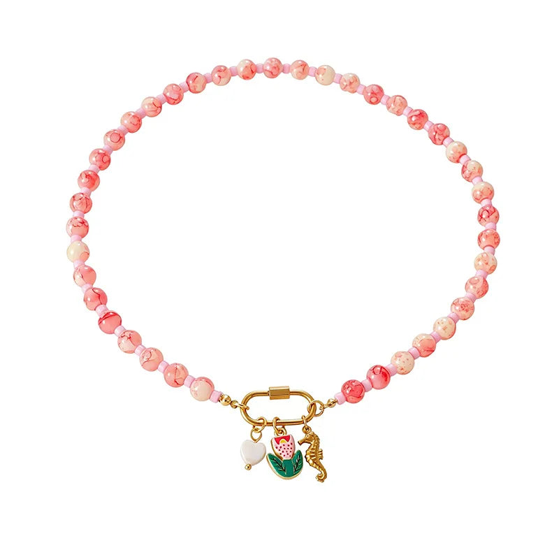 Boho Fish Charm Beaded Necklace