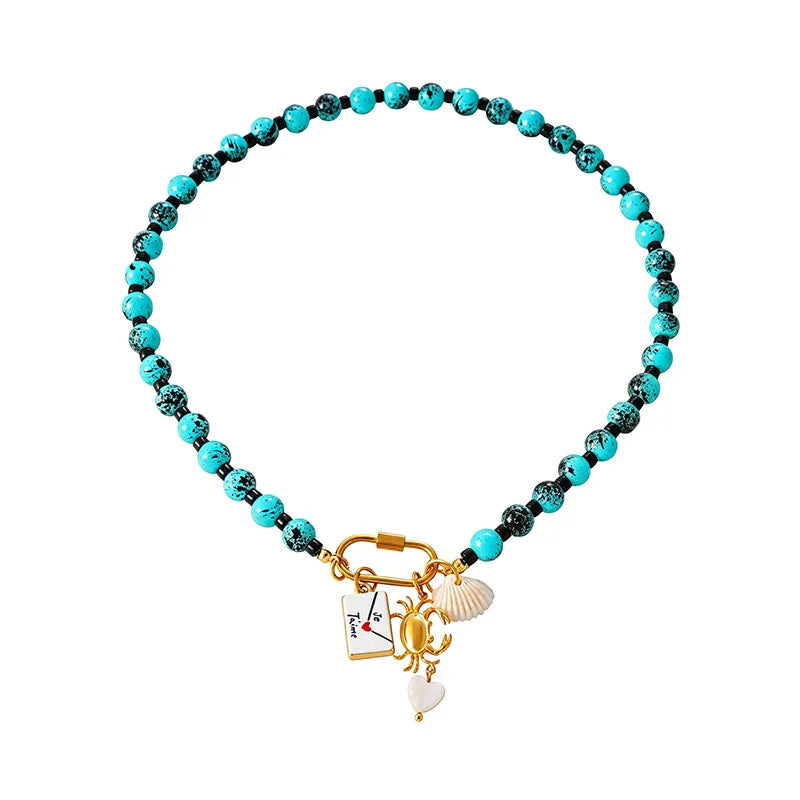 Boho Fish Charm Beaded Necklace