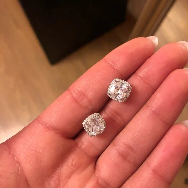 Sparkling Zircon Stud Earrings