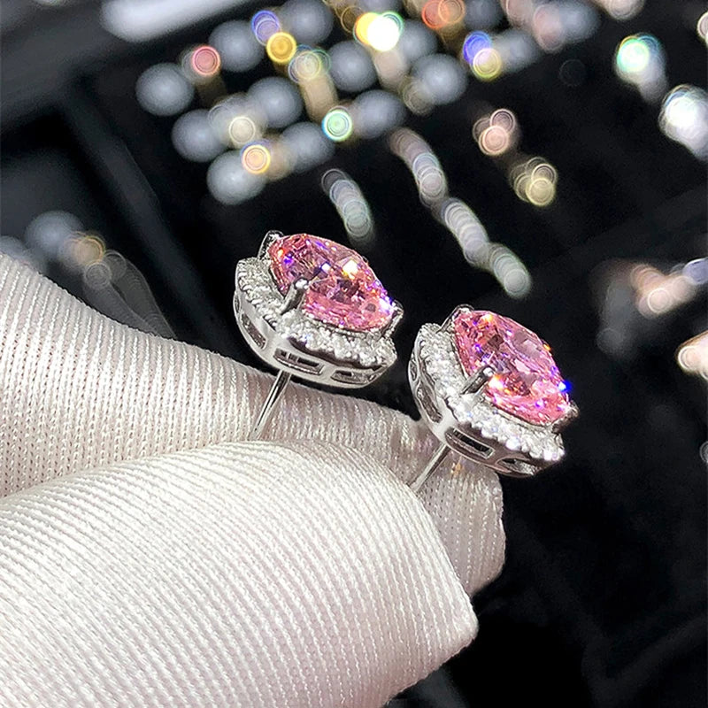 Sparkling Zircon Stud Earrings