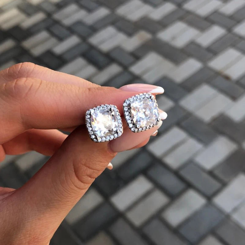 Sparkling Zircon Stud Earrings
