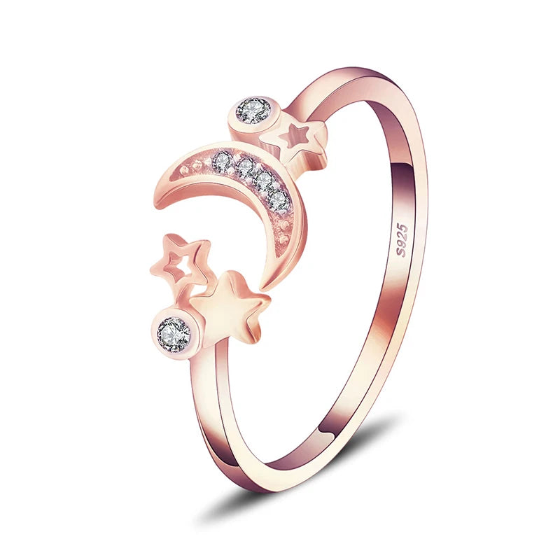 925 Silver Star & Moon Ring ✨