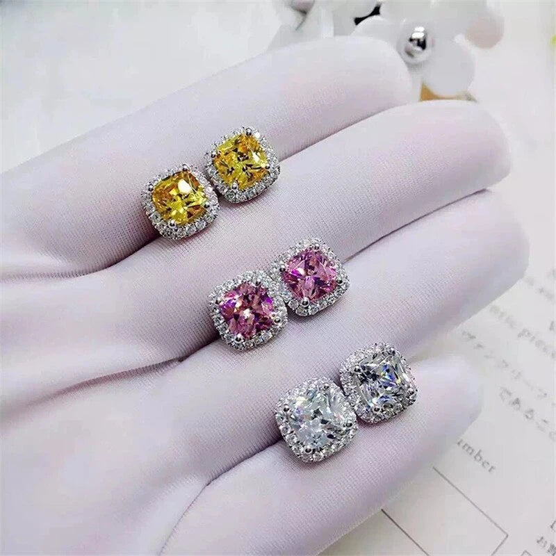 Sparkling Zircon Stud Earrings