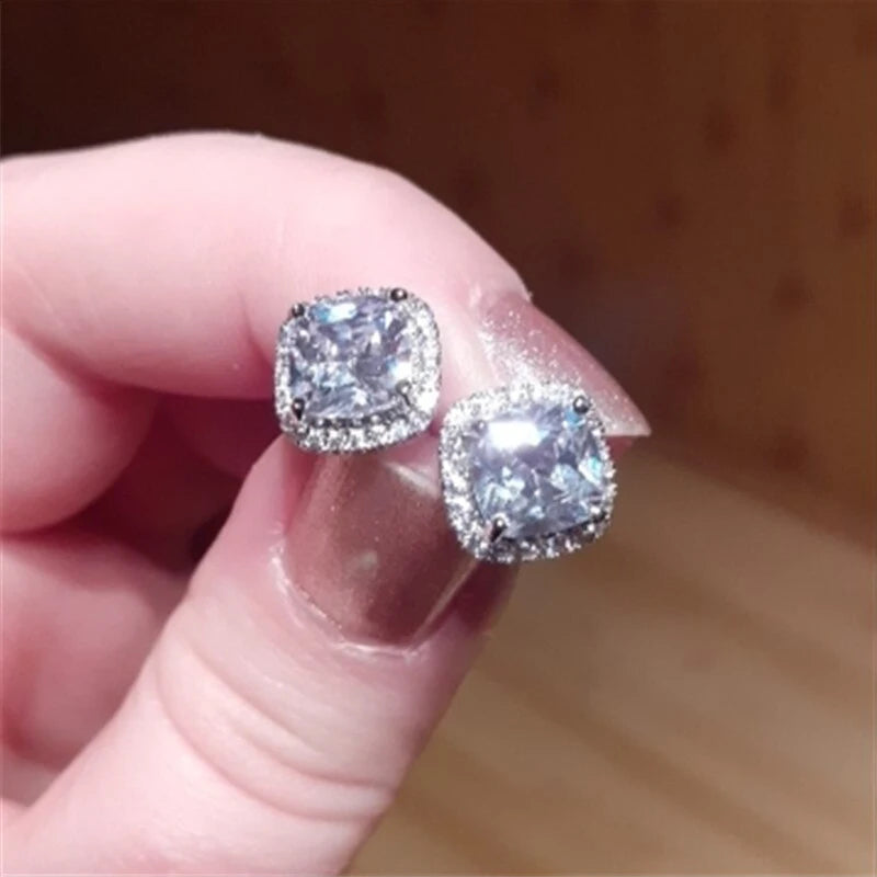 Sparkling Zircon Stud Earrings
