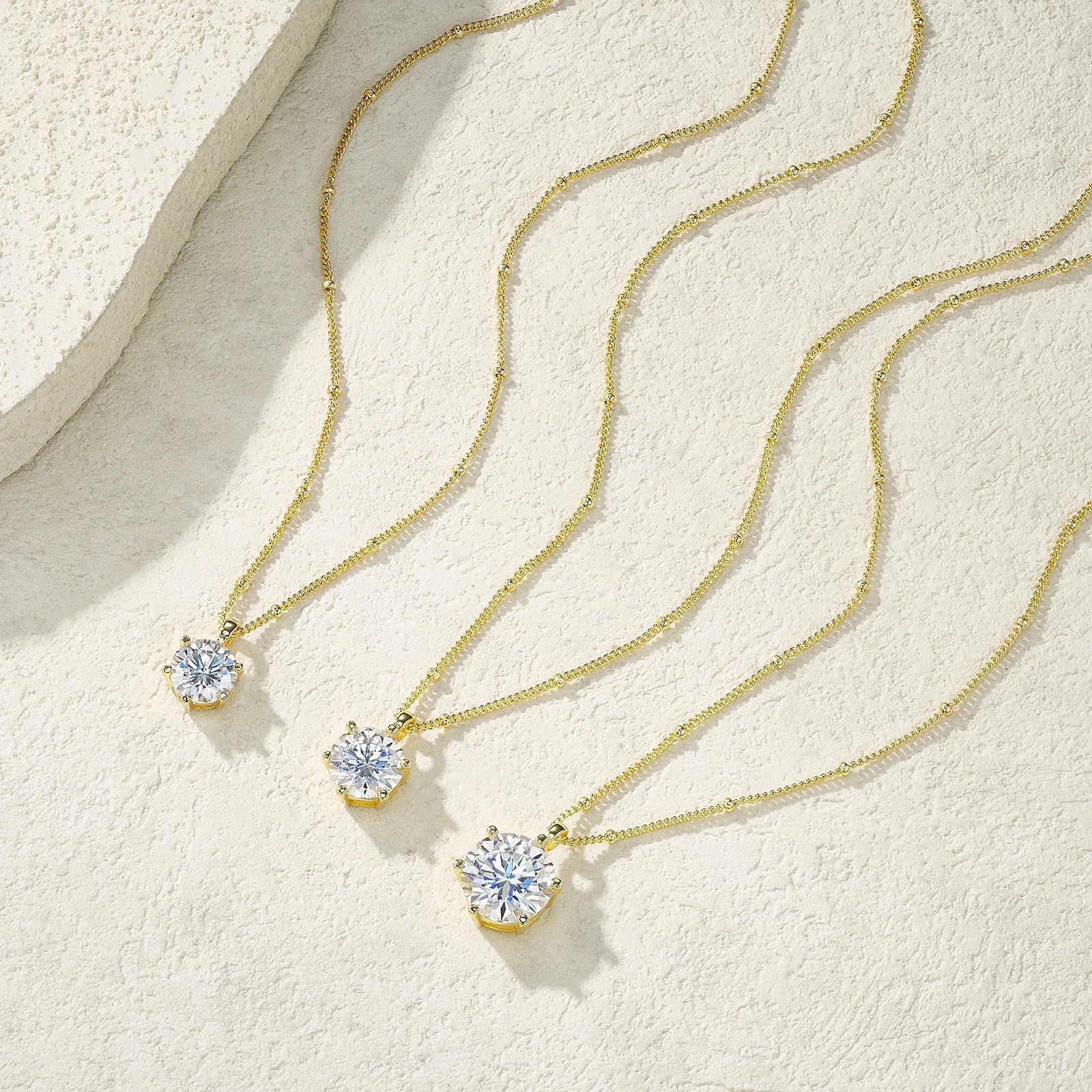 Luxury Moissanite Solitaire Necklace – 18K Gold Plated 925 Sterling Silver Pendant for Women