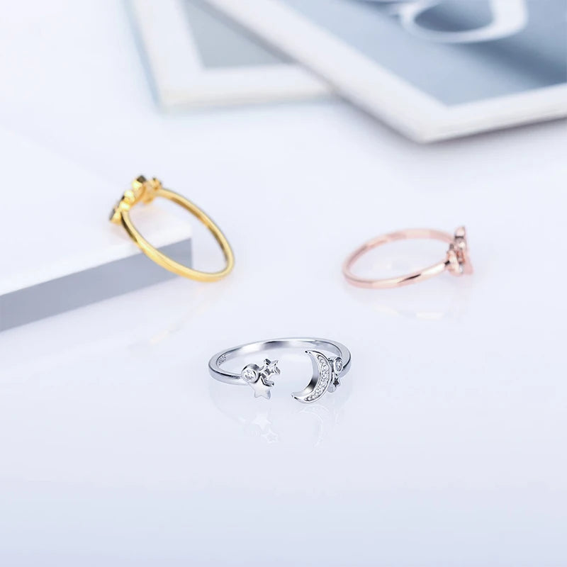 925 Silver Star & Moon Ring ✨