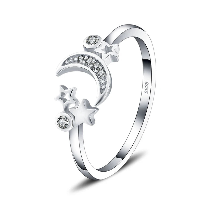 925 Silver Star & Moon Ring ✨
