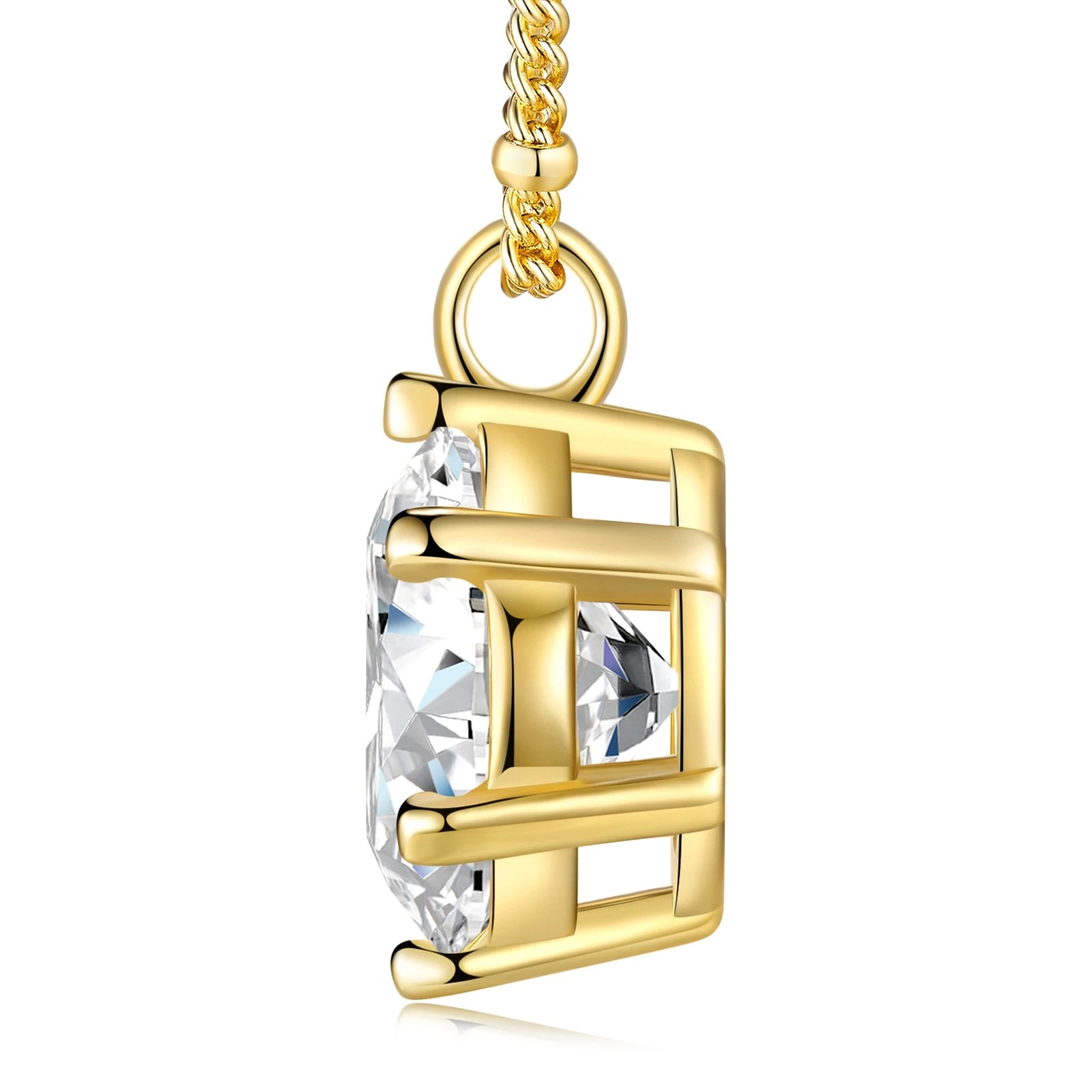 Luxury Moissanite Solitaire Necklace – 18K Gold Plated 925 Sterling Silver Pendant for Women
