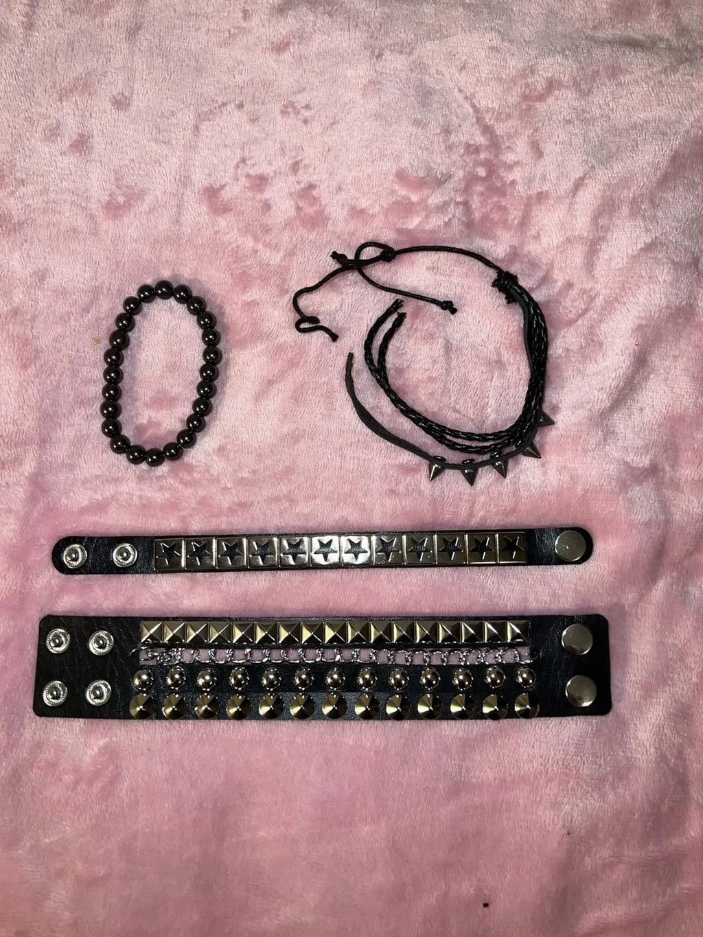 Classic Studded Leather Bracelet Set