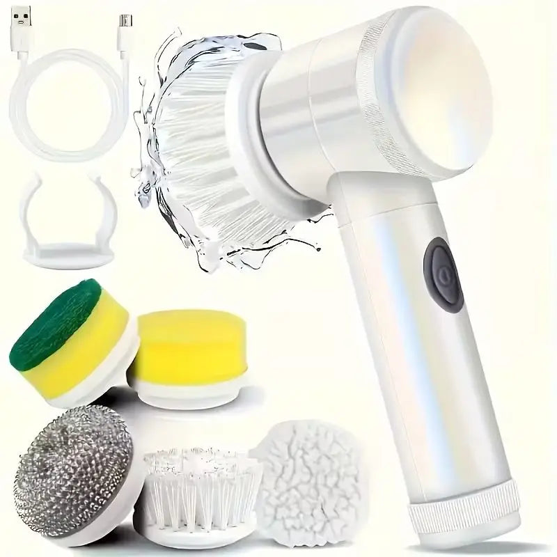 Electric Cleaning Brush 9-in-1 | Flexible Rotating Head for Bathroom, Floors & Shower Glass