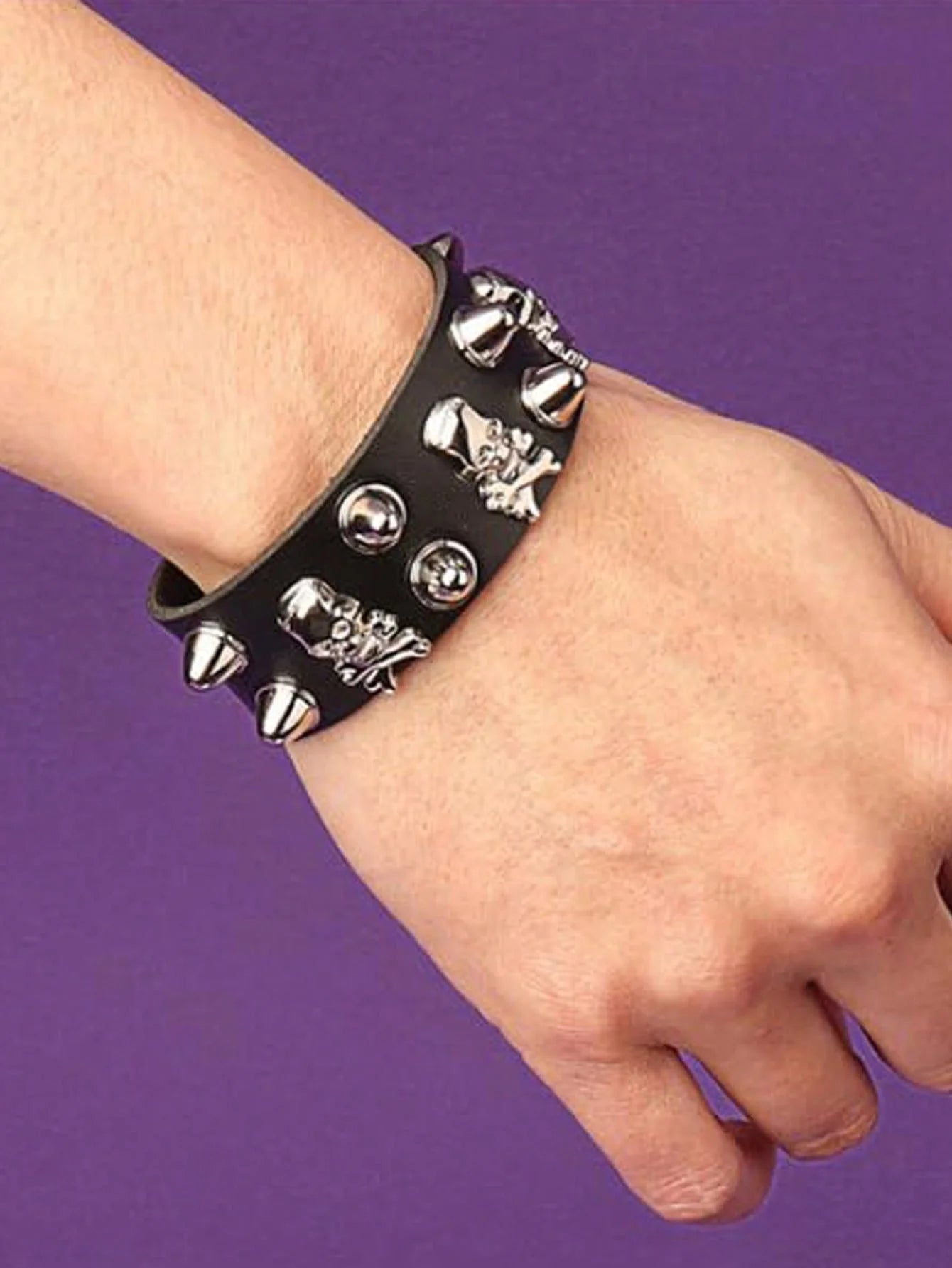 Classic Studded Leather Bracelet Set