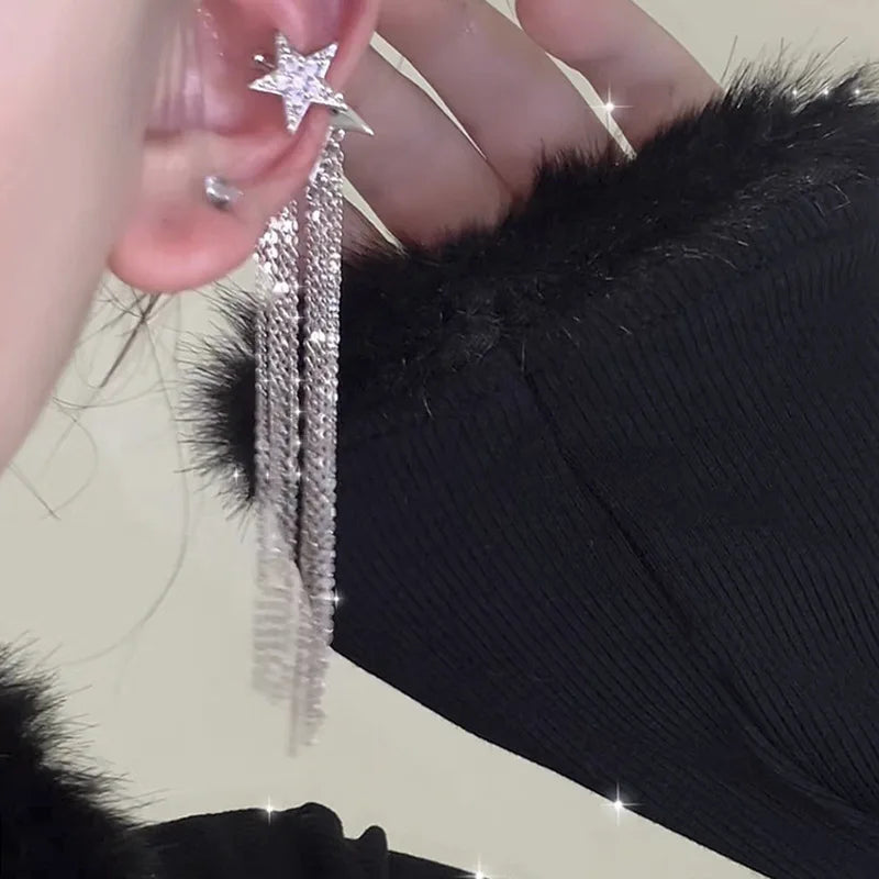 Rhinestone Star Ear Cuff Clip Earrings for Women – No Piercing