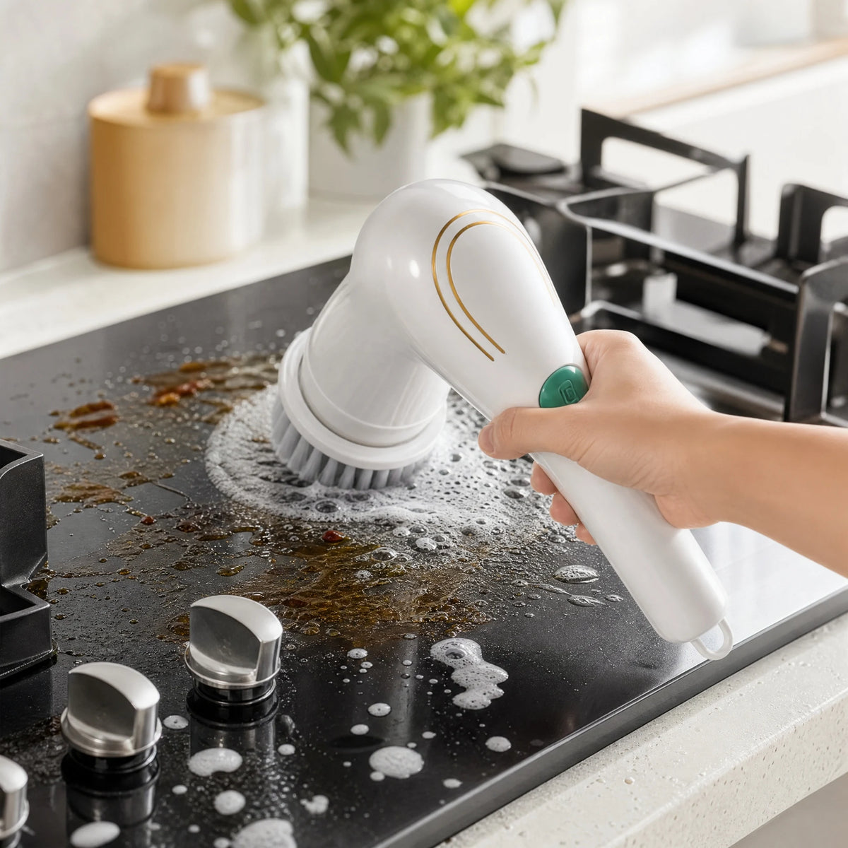 Electric Spin Scrubber – 5-in-1 Interchangeable Brush Heads, Powerful Motor, Ergonomic Handle