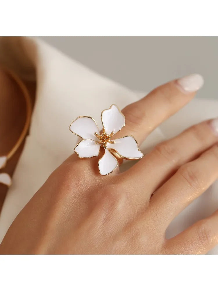 Gold Enamel Flower Bracelet for Women