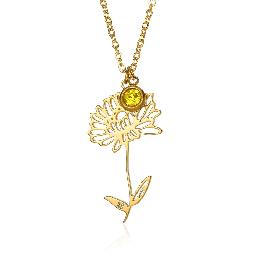 Luxury Gold Rose Flower Necklace for Women | Stainless Steel Floral Pendant | Elegant Birthday Gift for Her