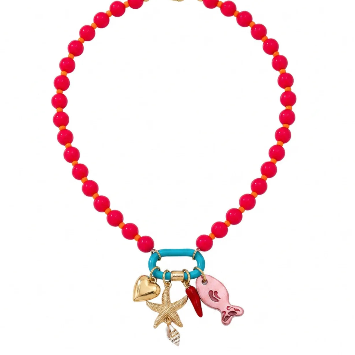 Boho Fish Charm Beaded Necklace