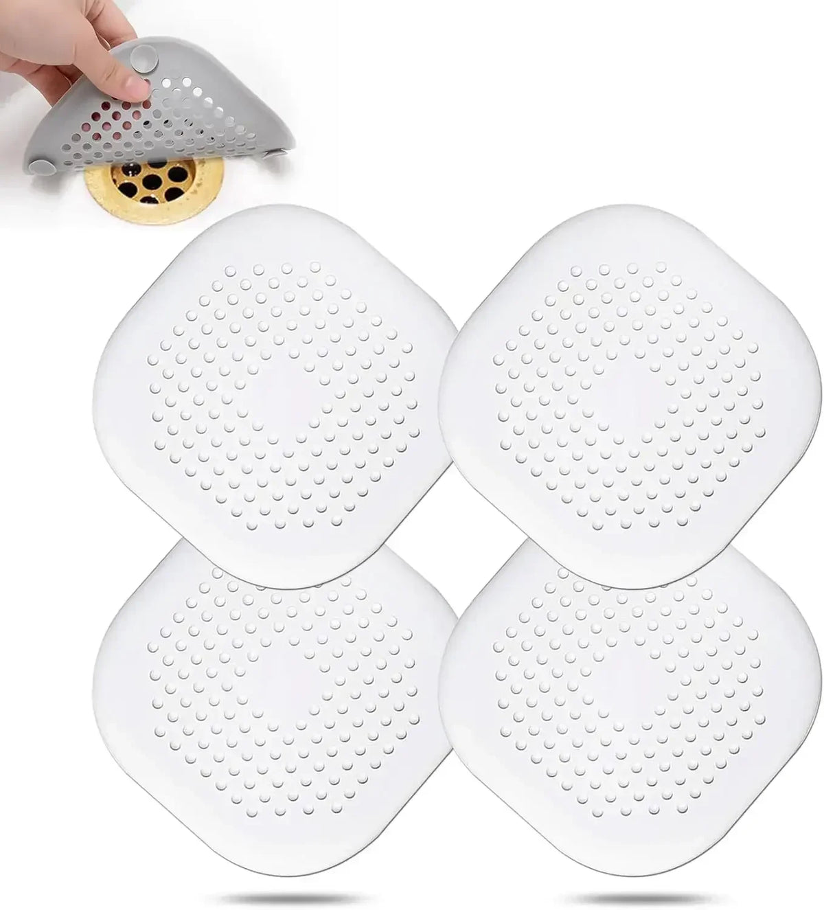 4-Pack Silicone Hair Catcher & Drain Protector – Shower & Sink