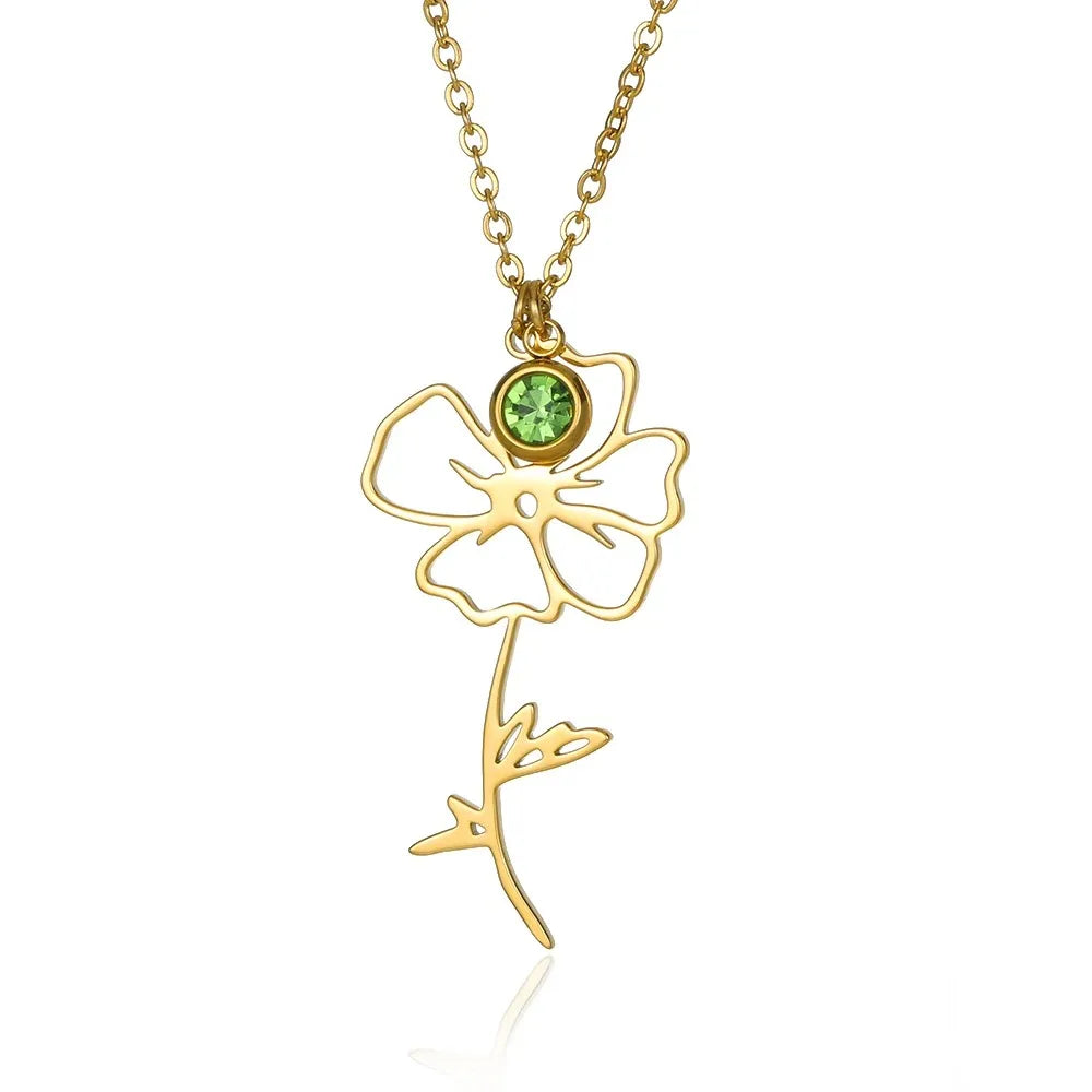 Luxury Gold Rose Flower Necklace for Women | Stainless Steel Floral Pendant | Elegant Birthday Gift for Her