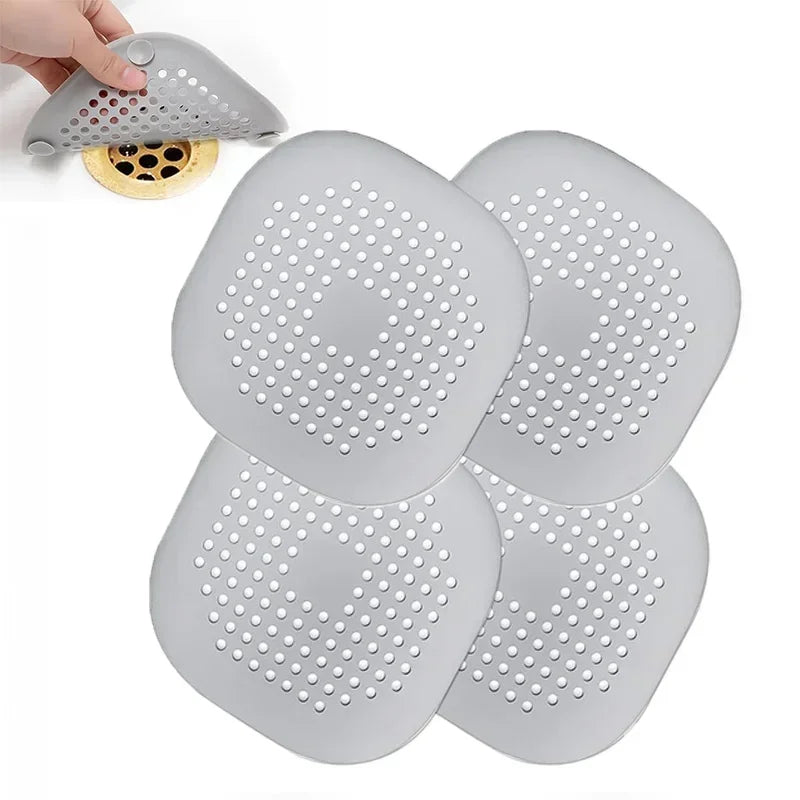 4-Pack Silicone Hair Catcher & Drain Protector – Shower & Sink