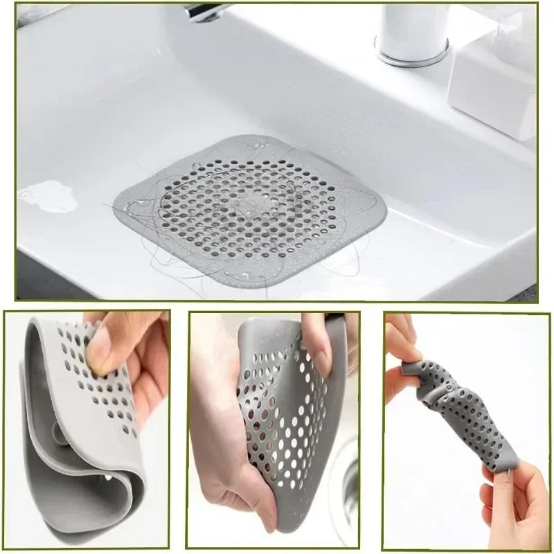 4-Pack Silicone Hair Catcher & Drain Protector – Shower & Sink