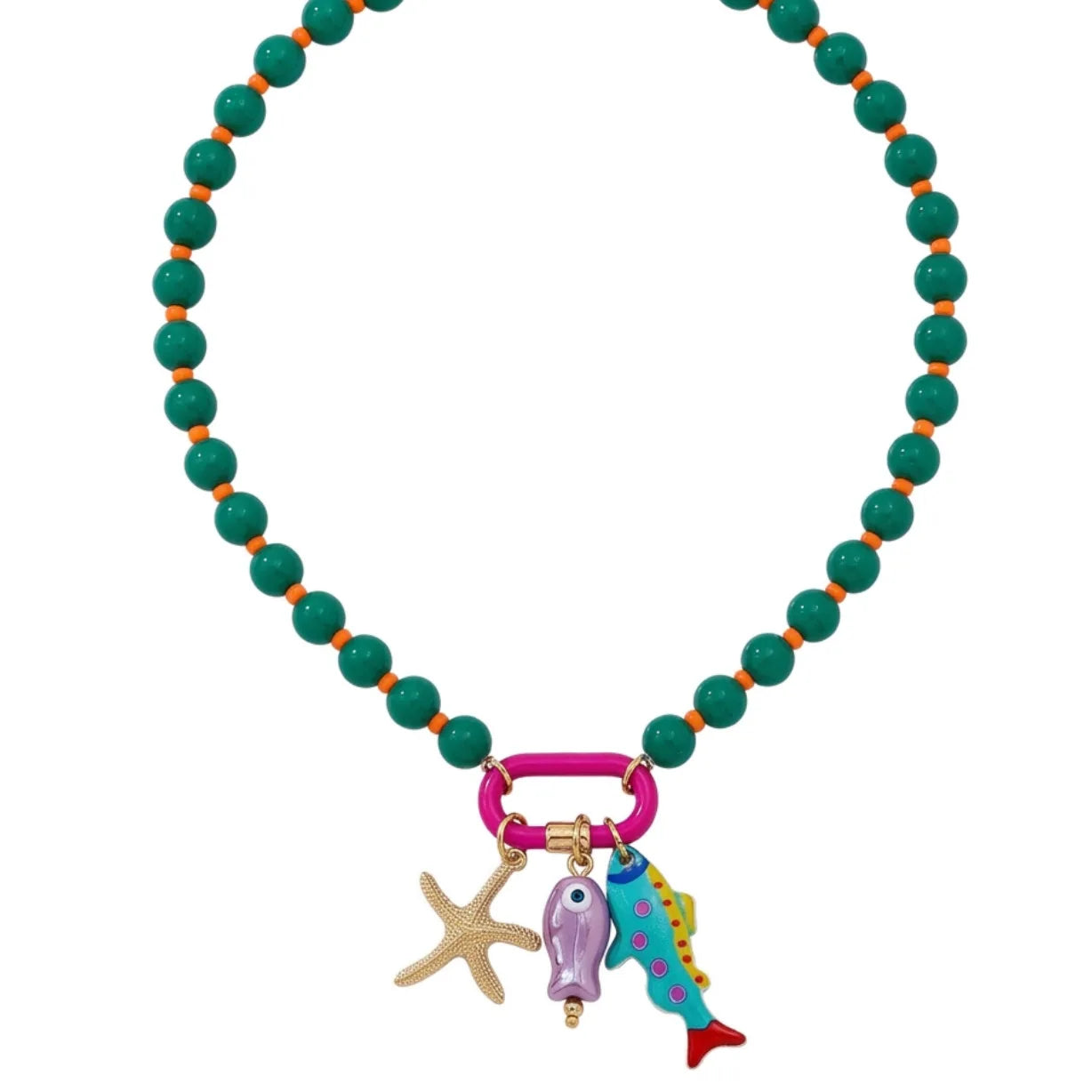 Boho Fish Charm Beaded Necklace