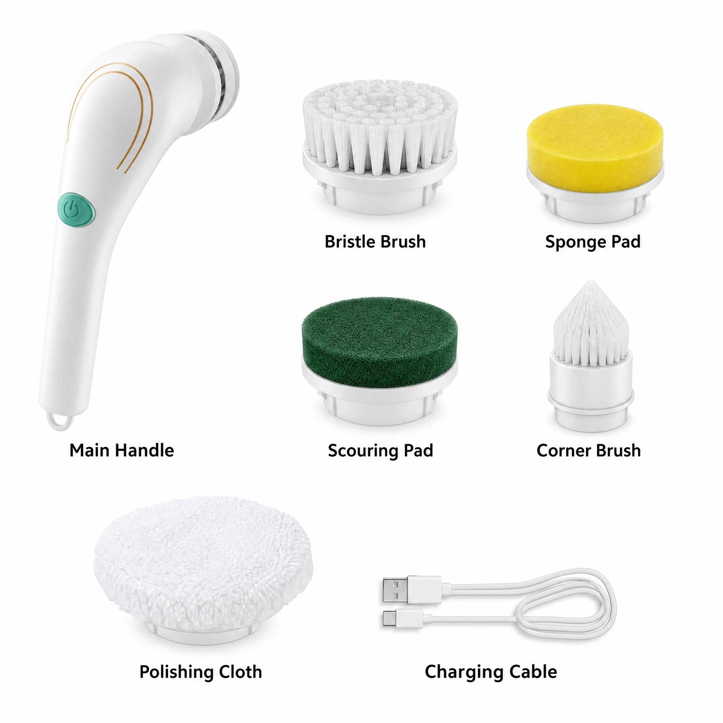 Electric Spin Scrubber – 5-in-1 Interchangeable Brush Heads, Powerful Motor, Ergonomic Handle