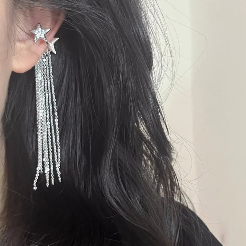 Rhinestone Star Ear Cuff Clip Earrings for Women – No Piercing