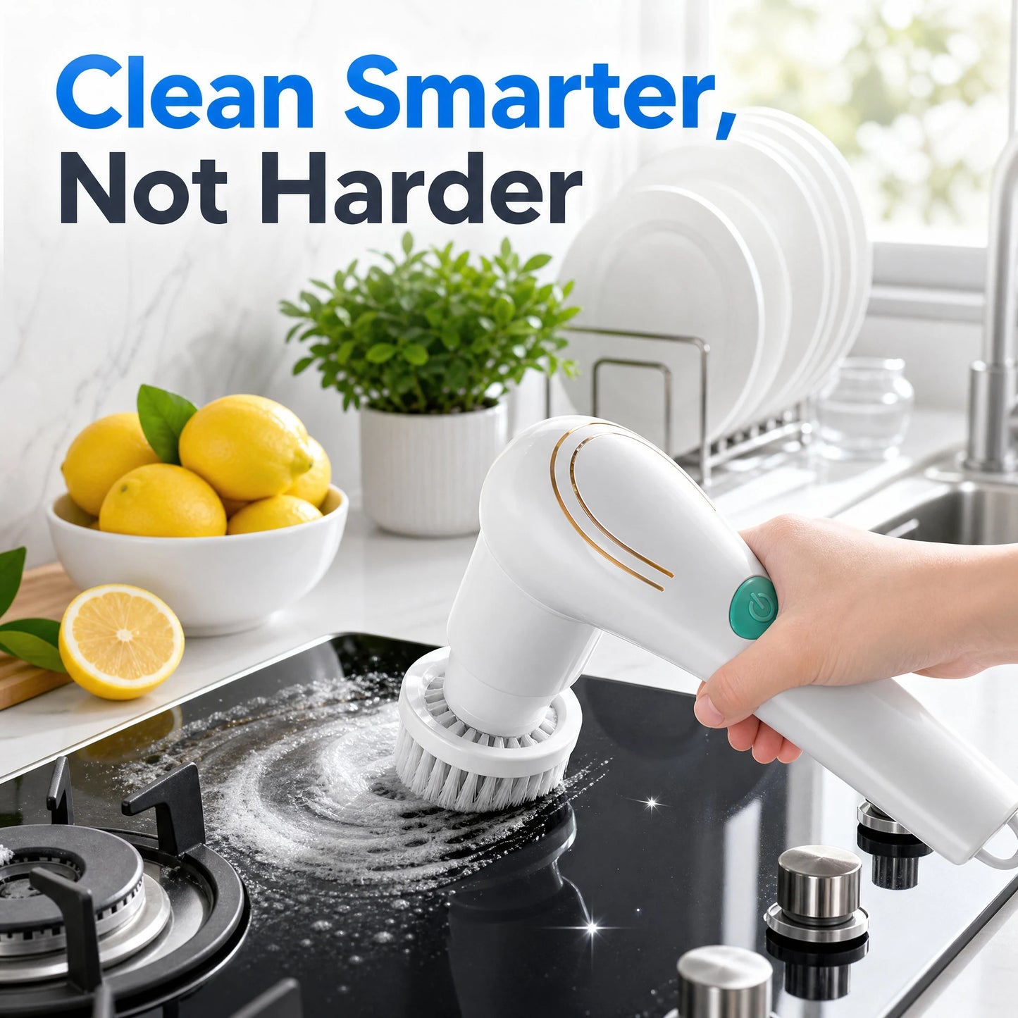 Electric Spin Scrubber – 5-in-1 Interchangeable Brush Heads, Powerful Motor, Ergonomic Handle