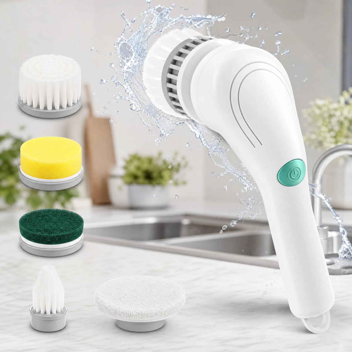 Electric Spin Scrubber – 5-in-1 Interchangeable Brush Heads, Powerful Motor, Ergonomic Handle