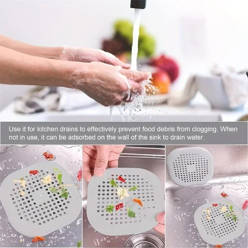 4-Pack Silicone Hair Catcher & Drain Protector – Shower & Sink