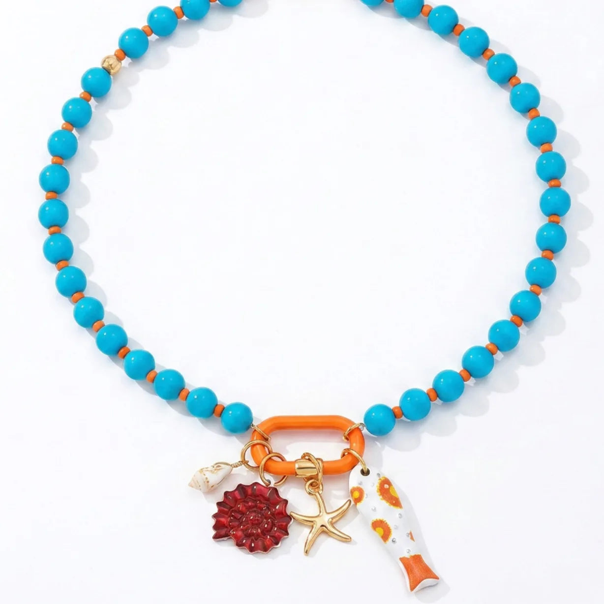 Boho Fish Charm Beaded Necklace