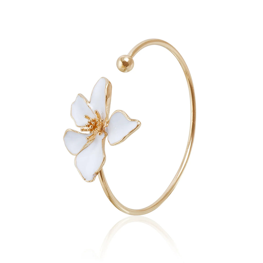 Gold Enamel Flower Bracelet for Women