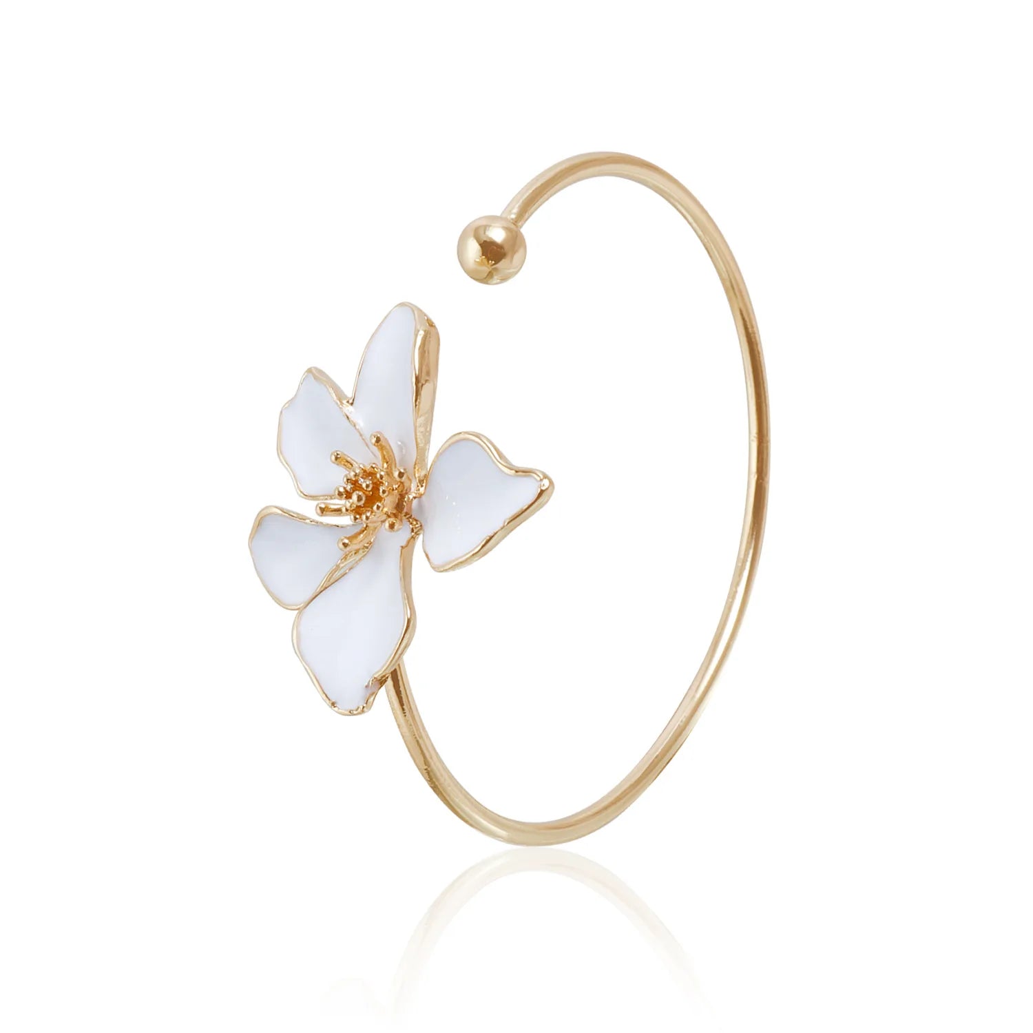 Gold Enamel Flower Bracelet for Women