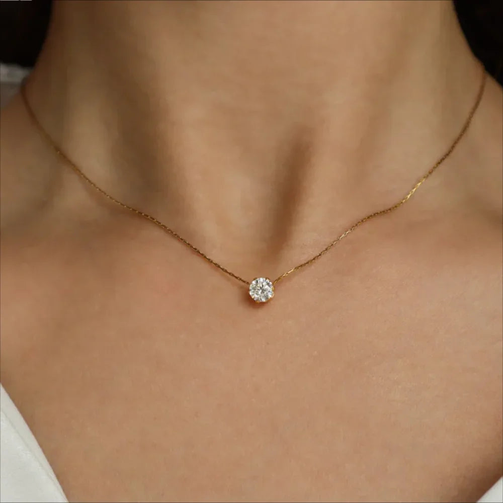 Minimalist Gold Zircon Necklace – 18K PVD Gold Plated 316L Stainless Steel | Waterproof | Anti Tarnish | Everyday Luxury