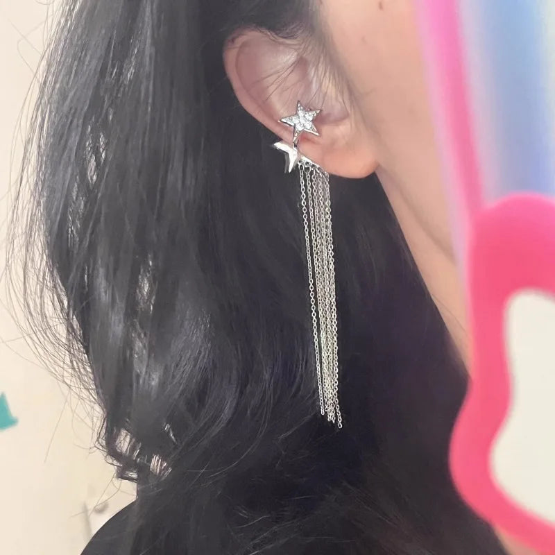 Rhinestone Star Ear Cuff Clip Earrings for Women – No Piercing