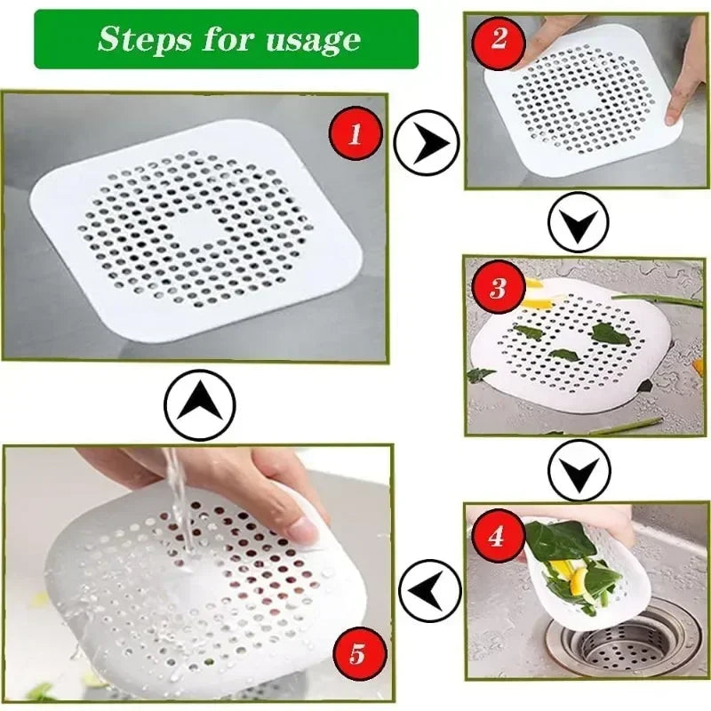 4-Pack Silicone Hair Catcher & Drain Protector – Shower & Sink