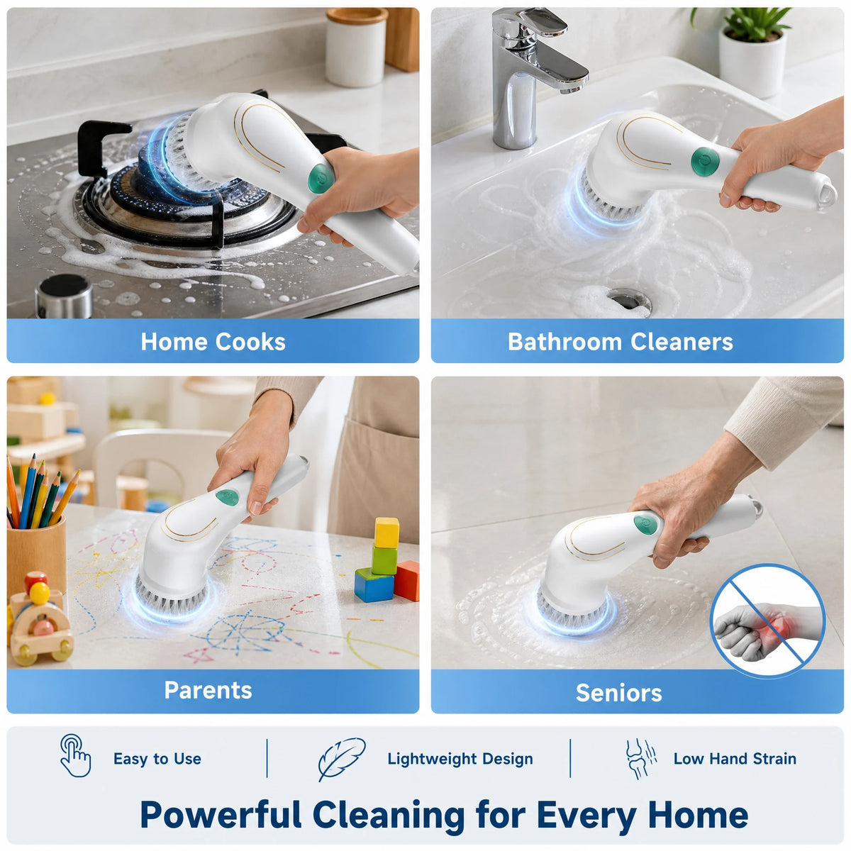 Electric Spin Scrubber – 5-in-1 Interchangeable Brush Heads, Powerful Motor, Ergonomic Handle