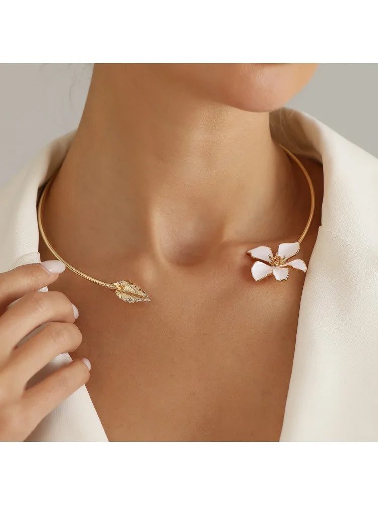 Gold Enamel Flower Bracelet for Women